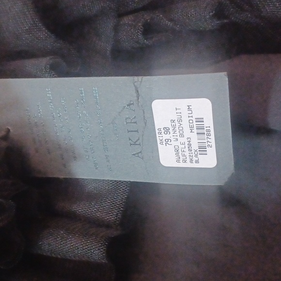 AKIRA Black "AWARD WINNER" Bardot Layers Mesh Ruffles Bodysuit M. - Picture 6 of 8